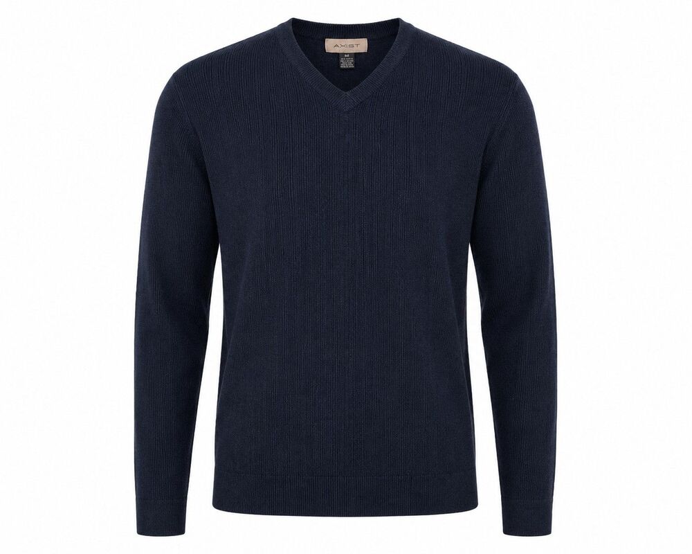 Classic Minimalist V-Neck Knit Sweater AXIST Men’s Size M Collegiate Preppy